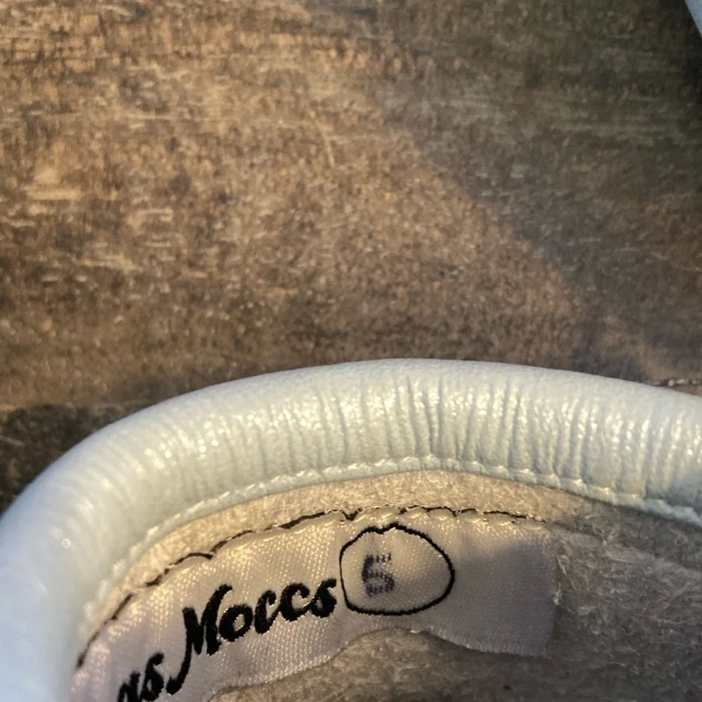 Texas Moccs Girls Princess Slip on Moccasins Blue Silver Bows‎ Size 5 New